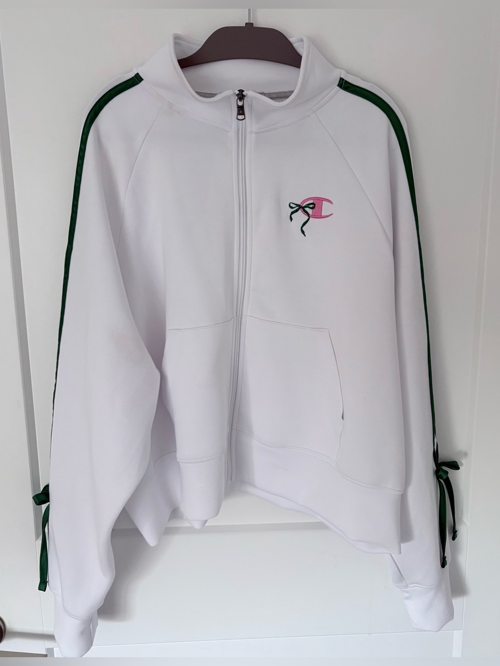 NWT Champion x “In the Stands” White Track Jacket Bows Green Stripe XL (AS IS)